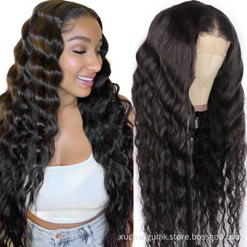 Uniky Cheap Human Hair Wigs For Black Women Brazilian Virgin Cuticle Aligned Human Hair 4x4 Lace Front Wig Loose Wave Hot Sale